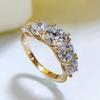 IOGOU Luxury 3.6CTTW All Moissanite Wedding Ring 5 Stone Sparkling Diamond Engagement Band 925 Silver Jewelry for Women
