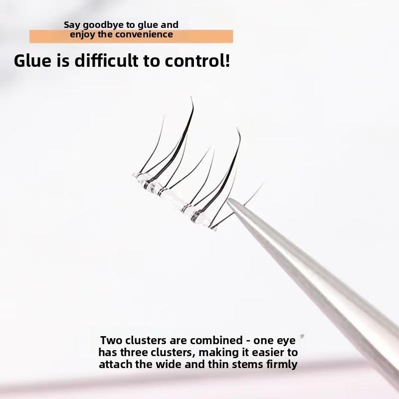 Natural Look Lower Lashes: Adhesive-Free, Transparent Stem, 240 Clusters - Perfect for Beginners
