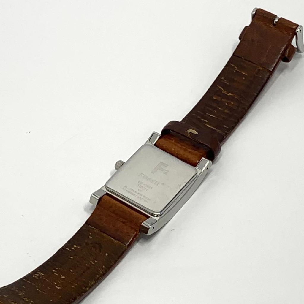 Used 420 [Battery Replaced and Cleaned] Working Item FOSSIL Women's Watch Fossil Brown Square Date Date Quartz Popular Vintage