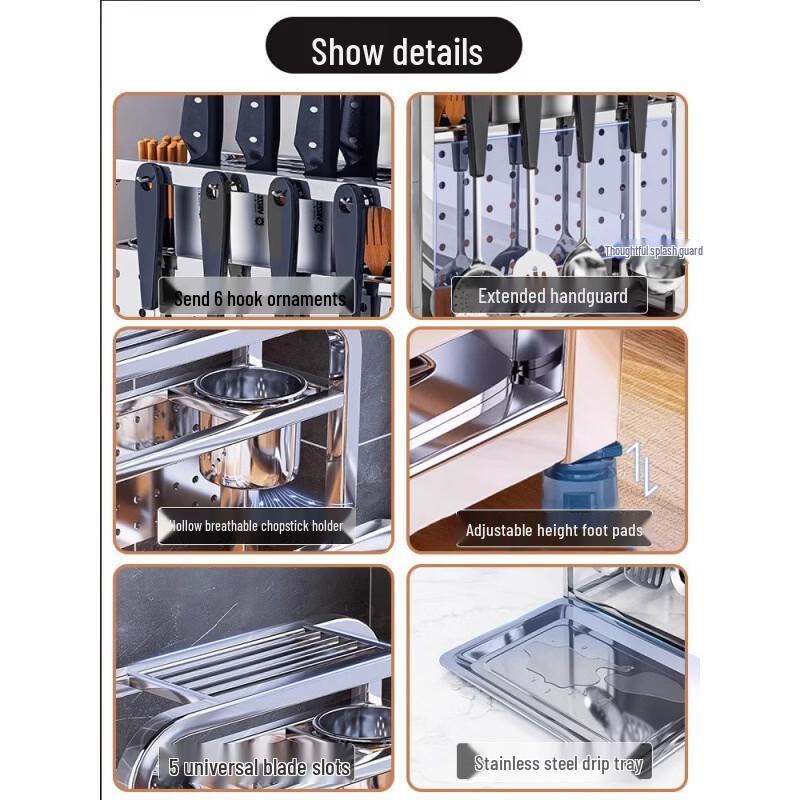 Wall-Mounted 304 Stainless Steel Kitchen Knife and Chopping Board Holder