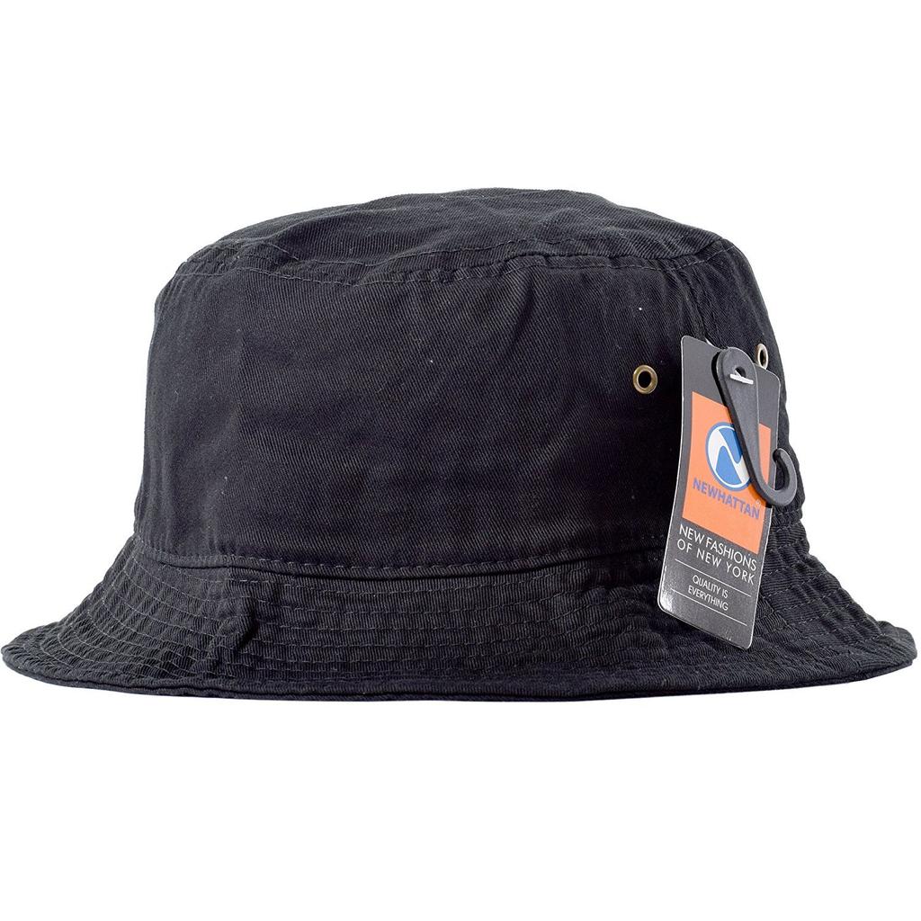 NEWHATTAN CLASSIC BUCKET HAT Classic Bucket Solid Color Hat, Simple, (S/M, Black) [Used]