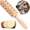 1x Christmas Wood Embossing Rolling Pin Cookies Biscuits Baking Dough Home Kitchen Rolling Pin Elk Noodle Biscuit Fondant Cake Tools
