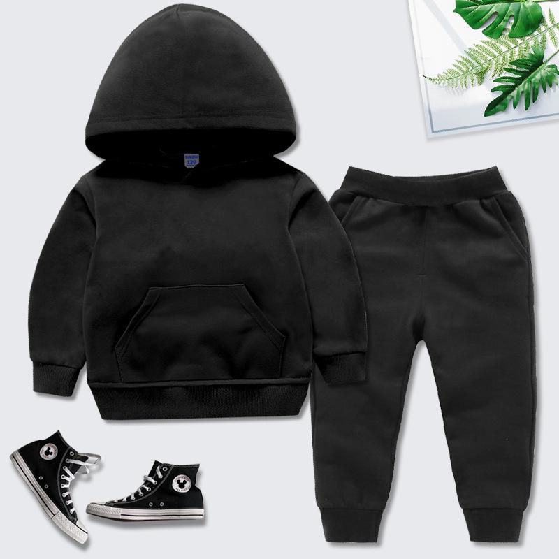 Baumwoll-Kapuzensweatshirt-Zweiteiler für Kinder, Jungen und Mädchen - Sportbekleidung für Frühling/Herbst