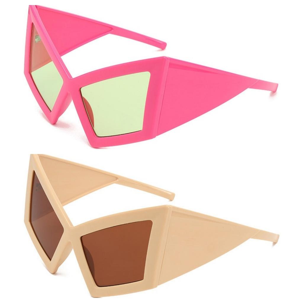 Luxury punk women sunglasses oversized cat eye windproof UV400 lenses fashion runway show frames modern