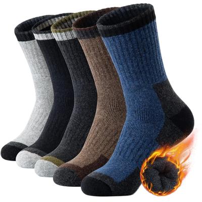5 Pairs Merino Wool Socks Men's Wool Hiking Socks Soft Winter Warm Casual Crew Moisture-Wicking Socks for Indoors Outdoors