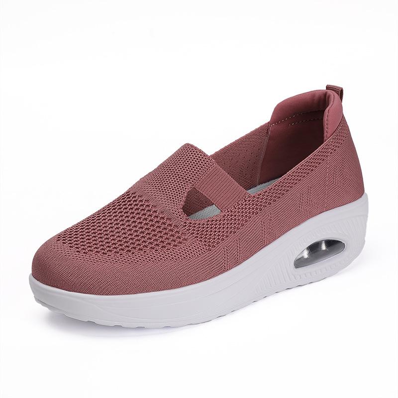 New women's shoes casual and versatile summer air cushion running shoes flying woven breathable lazy shoes one-pedal sports shoes