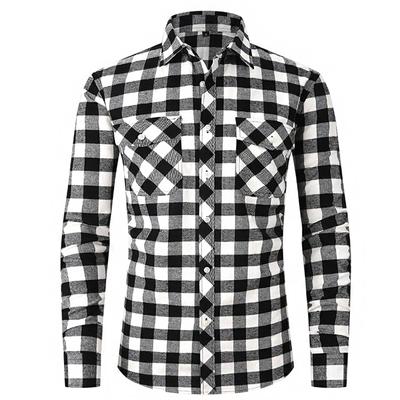Ailiyumo Check Long Plus Two Chest Everyday Men's Shirt, Sleeve, Flannel, Size, Spring/Autumn, Button-Down, Cotton, Casual, Long, Soft, Oversized,