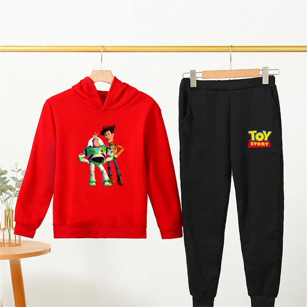 Black Children's Hoodie Coat Toy Story Suitable Age Boys Girls Hoode Sweatshirt Outerwear Pants Set Autumn Clothing