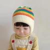 Winter Baby Knit Hat Korean Striped Rainbow Beanie Cap for Toddler Boys Girls Colorful Kids Warm Ear Protection Caps Bonnet