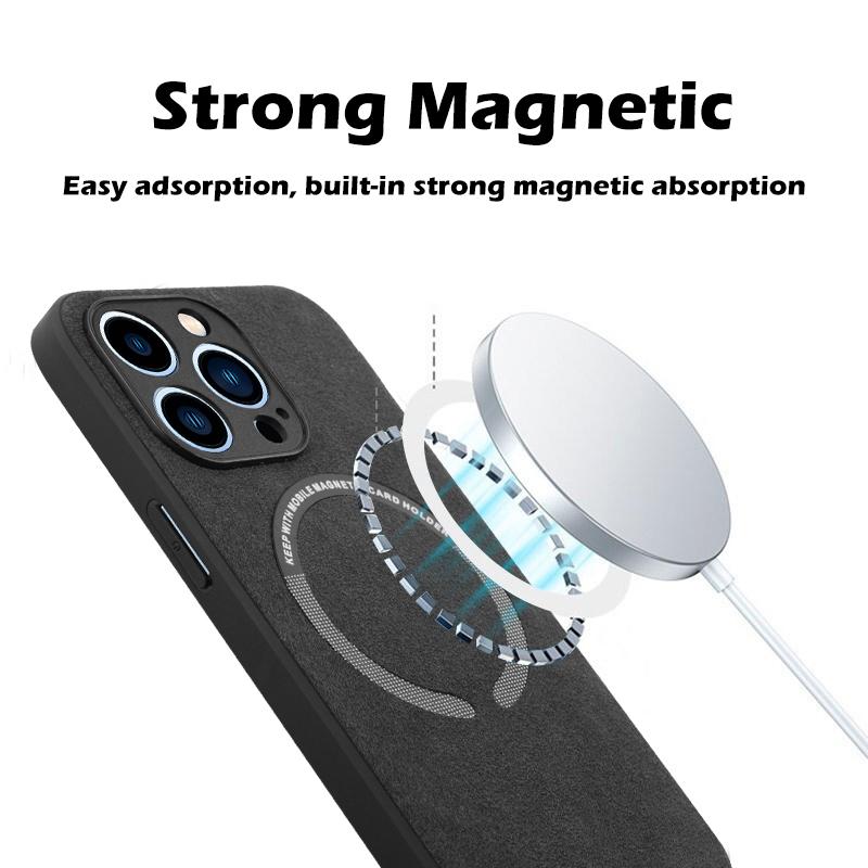 Luxury Leather Car Magnetic Holder Phone Case for iPhone 15 14 13 12 11 XS X XR Pro Max Plus Magsafe Wireless Charge Cover