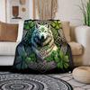 1pc Cozy Wolf Print Blanket Flannel Blanket For Sofa, Bed, Travel, Camping, Living Room, Office, Couch, Chair