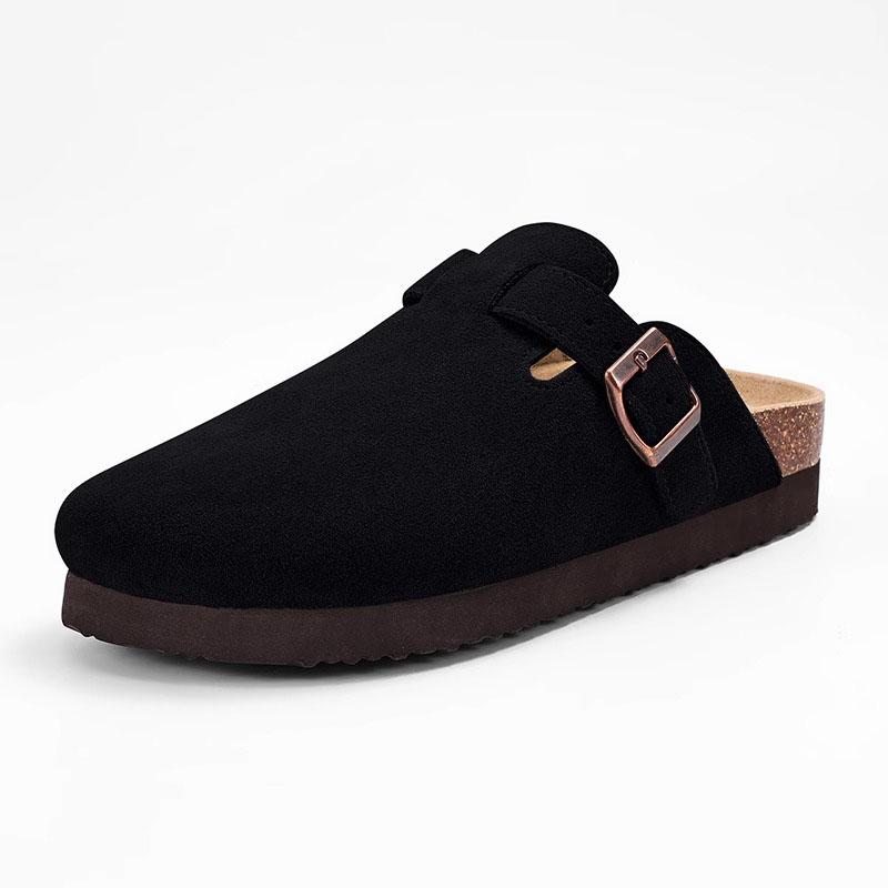 Goosecret Men's Thick Sole Clogs Slippers Classic Cork Suede Clogs Mules Outdoor Non-slip Beach Shoes Arch Support House Slides