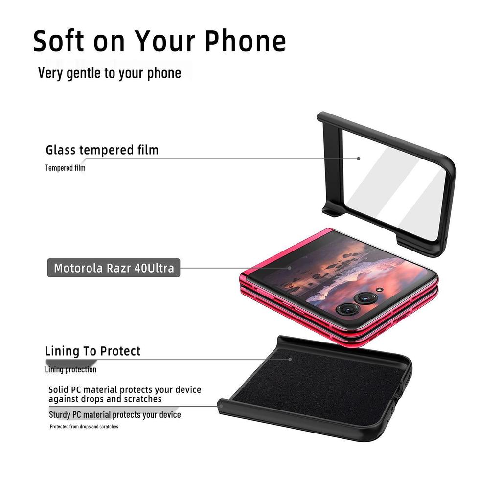 Compatible Motorola Razr40/60 Ultra Case: Durable, Integrated Shell and Film Protection