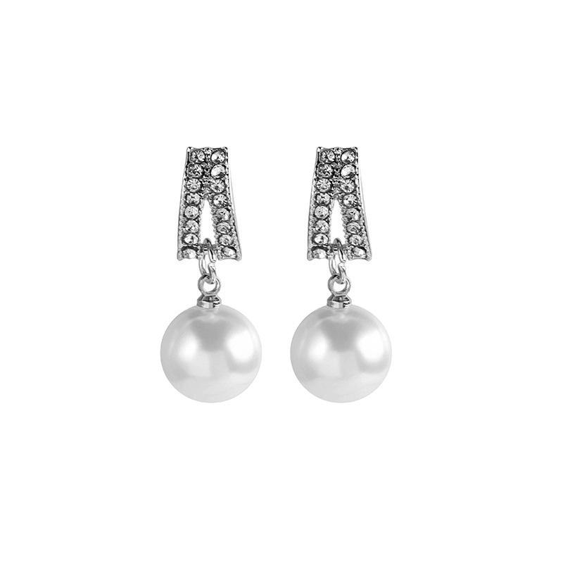 

Sweet Girl Earrings Korean Fashion New Temperament Earrings Net Red Wild Simple And Small Net Red Long Pearl Crystal Earrings медный