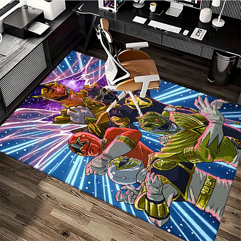 1pc Power Rangers Red Ranger Chair Mat - Anime Cartoon Design Office Rug, Non-Slip Carpet for Home Decor, Gaming Room, Seasonal Gift.T009