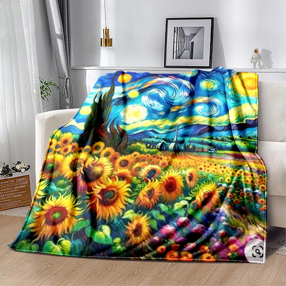 Sunflower Starry Sky Personalized Text Blanket Lightweight Personalized Blanket Soft Cozy Great For Sofa Bedding Bed Home Decor Ideal For All Seasons