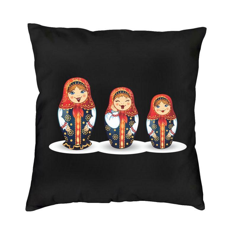 Russia Matryoshka Doll Pattern Cushion Cover 40x40 Home Decor Print Russian Babushka Folk Art Throw Pillow for Sofa Two Side 30x30cm 12x12in