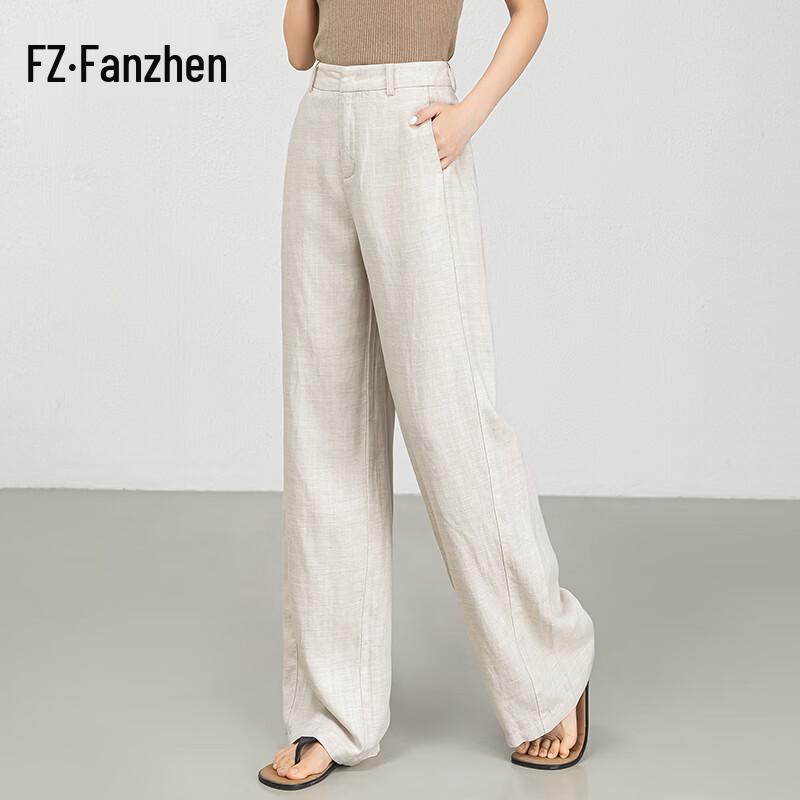 Fanzhen Women s Tencel Linen Blend High-Waisted Wide-Leg Casual Pants 29