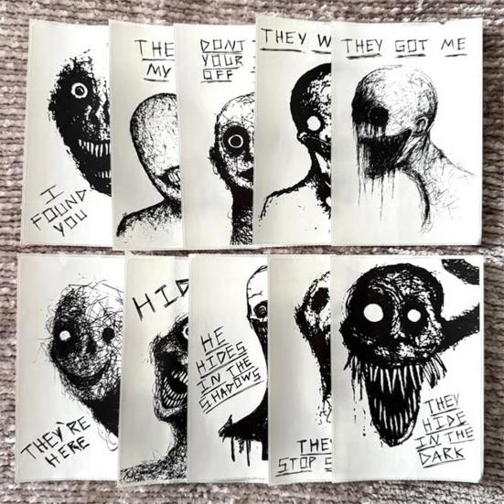 10 Sheets Horror Sketch Stickers Waterproof Vinyl Decals for Laptop Water Bottle Skateboard Halloween Spooky Decor for Teens Adults