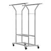 Clothes Rack, Rolling Clothing Garment Rack with 2 Hanging Rods and 2 Storage Shelves, 120 kg Load Capacity, Adjustable Height Carbon Steel Clothing