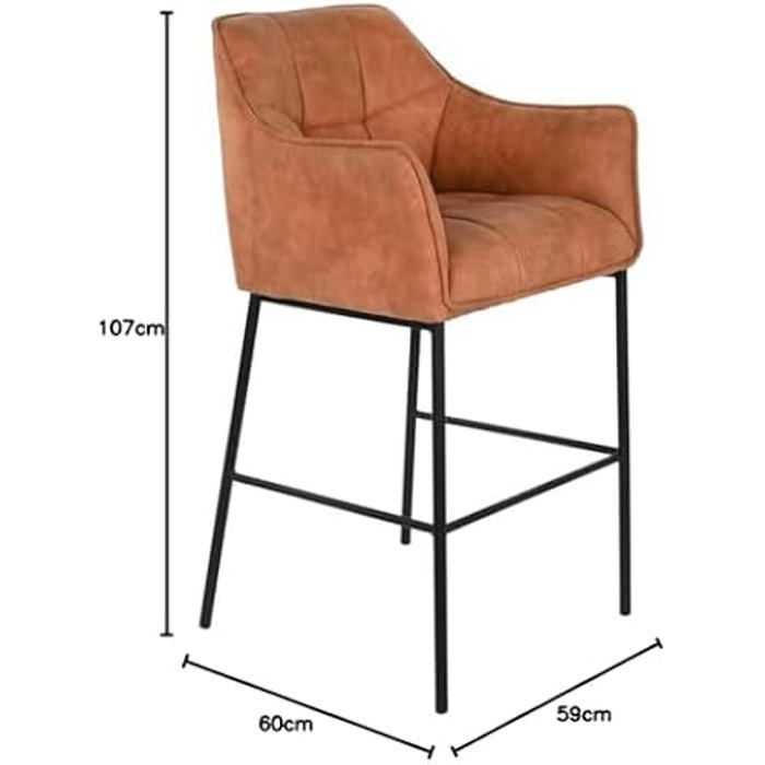 Tabouret - DKD Home Decor - Noir Camel - Métal - 59 x 60 x 107 cm - Design Contemporain