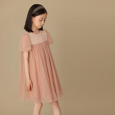 Hacikis Girls' French Sweet Pink Puff Sleeve Princess Dress