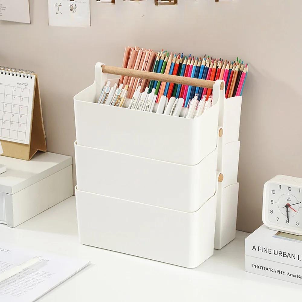 Desktop Compartment Storage Box Large Capacity Stackable Pen Holder Handheld TV Remote Control Organizer Household Accessories