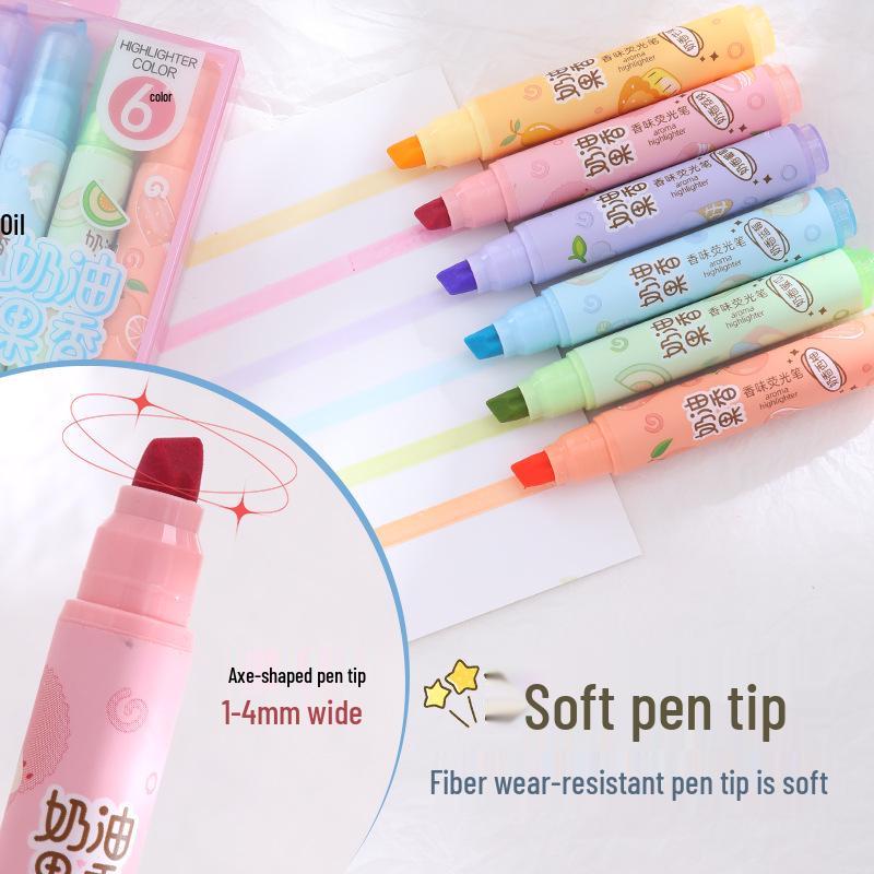 Fruity Scented Fluorescent Highlighters, Non-Toxic, 6-Color Set