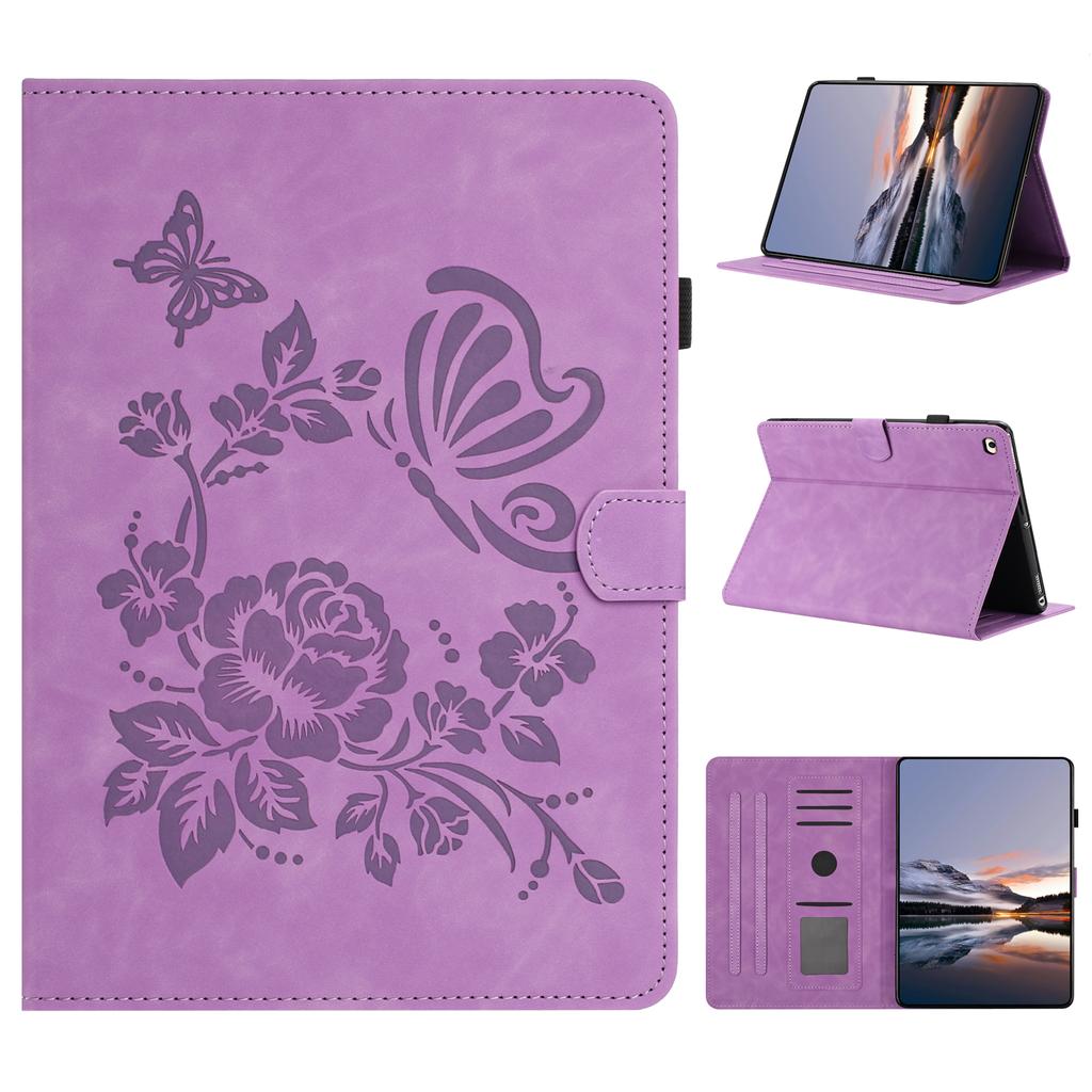 Tablet Case For iPad 9.7-inch (2018)/(2017)/Air 2/Air (2013) Card Holder Stand Butterfly Floral Imprinted Leather Cover