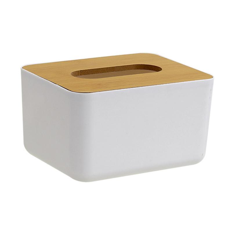 Removable Tissue Box With Bamboo Cover Modern Simple Reusable Napkin Box Paper Dispenser For Home