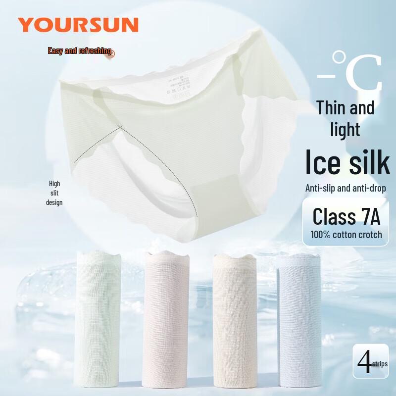 

Easy Comfort Women s Ice Silk Seamless Briefs 4-Pack M