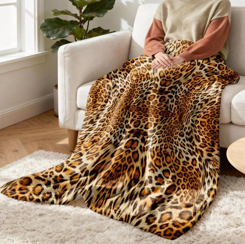 1 Stück Decke Leopardenmuster Kunst Kuhfellmuster Flanelldecke Dünne Decke Weich Warm Decken Festivalgeschenke für ganzjährige Nutzung