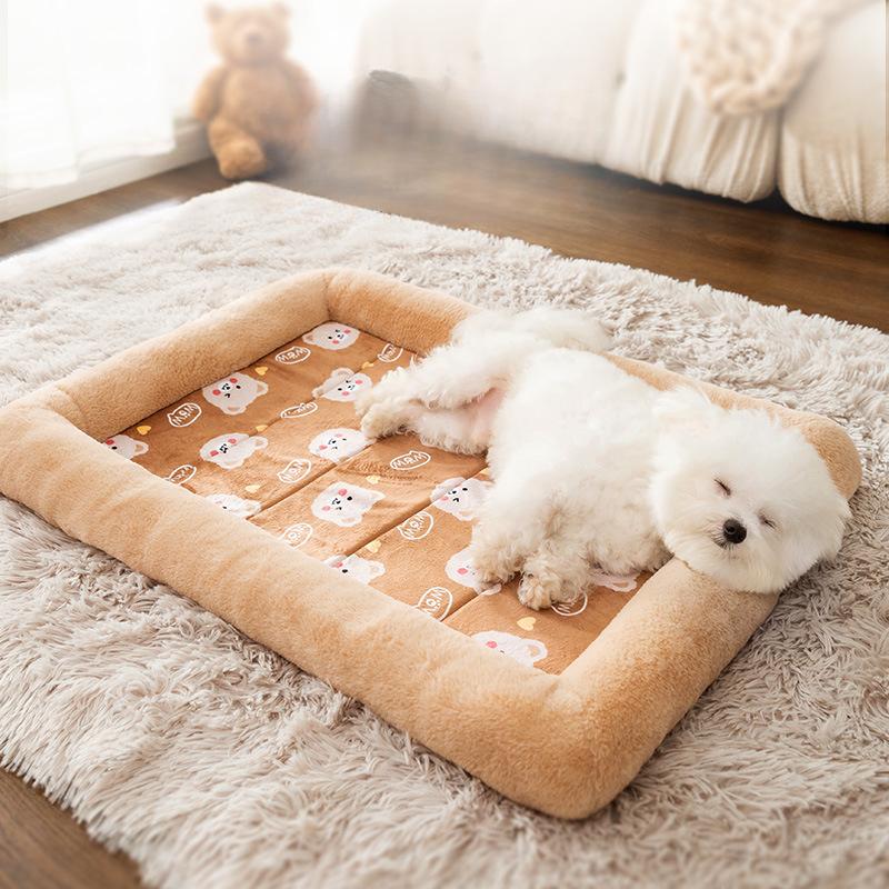Hundematte Herbst und Winter Verdickt mit Wolle Einfassung Hundehütte Katzenhütte Warmer Hundeplatz Kleine Hundeschlafmatte Haustier Hundehütte