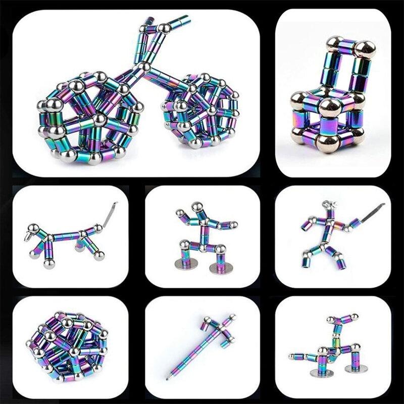 Magnetic Pen Set In Silver Color Includes 13 Magnetic Rings 3 Pen Refills 12 Beads And 2 Capacitive Heads