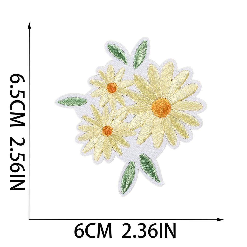 New Flower Embroidery Cloth Sticker Set, Clothes Decoration Patch Sticker, Cartoon Chrysanthemum Heat Transfer Embroidery Sticker