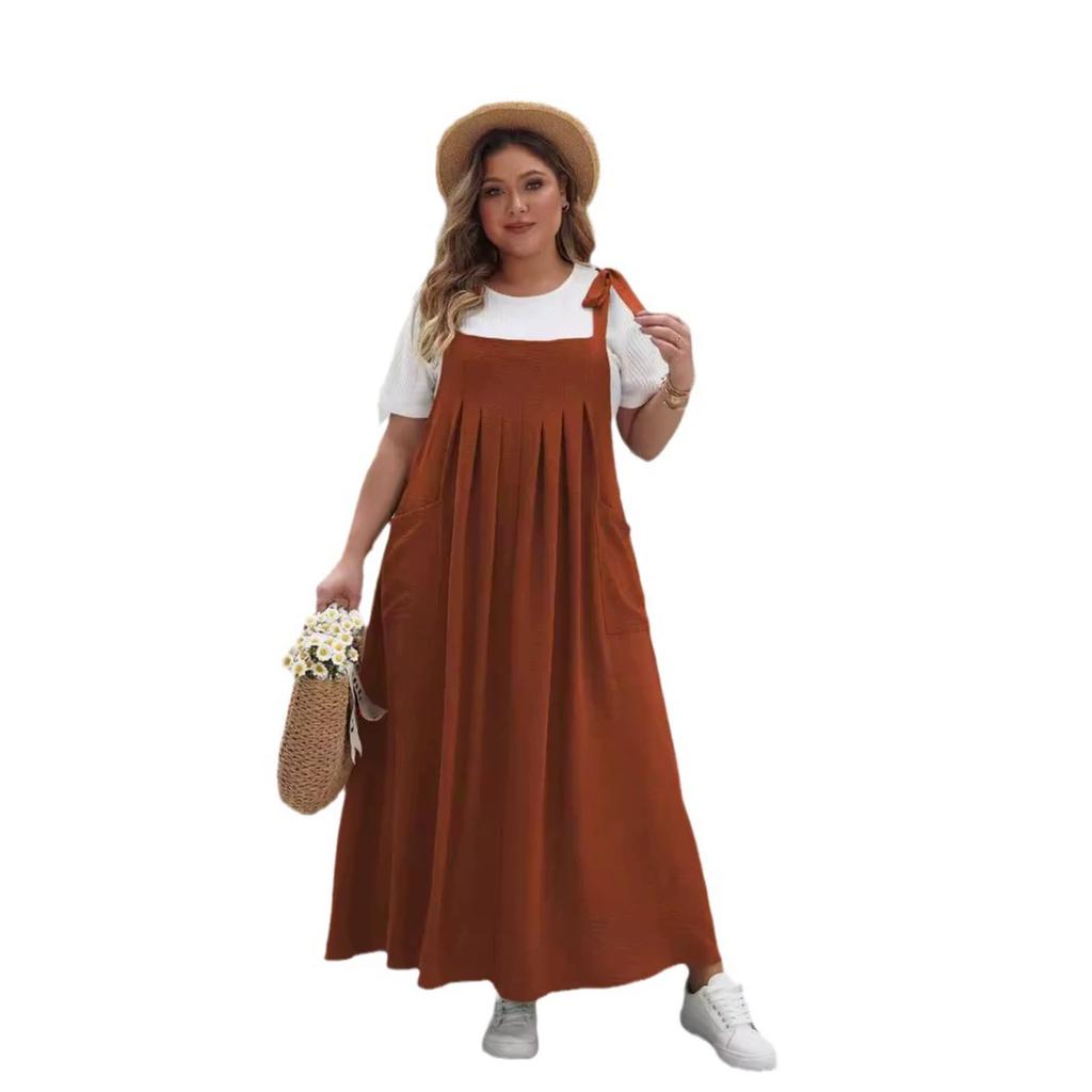 Sommer Damen Übergröße Fett Mm Modischer Europäischer und Amerikanischer Einfarbiger Camisole Jumpsuit für Damen