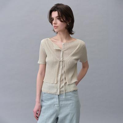 Women S Layered Half Sleeve Knit Cardigan 91 Kk6mp4360