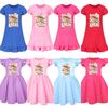 5157 Kids Girls Christmas New Year Mira Zoey Rumi Printed Ruffle Short Sleeves Casual Dress