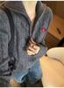 Embroidered Half-Zip Wool Sweater: Versatile New Year Cable Knit Design, Soft & Cozy, Stylish for Women