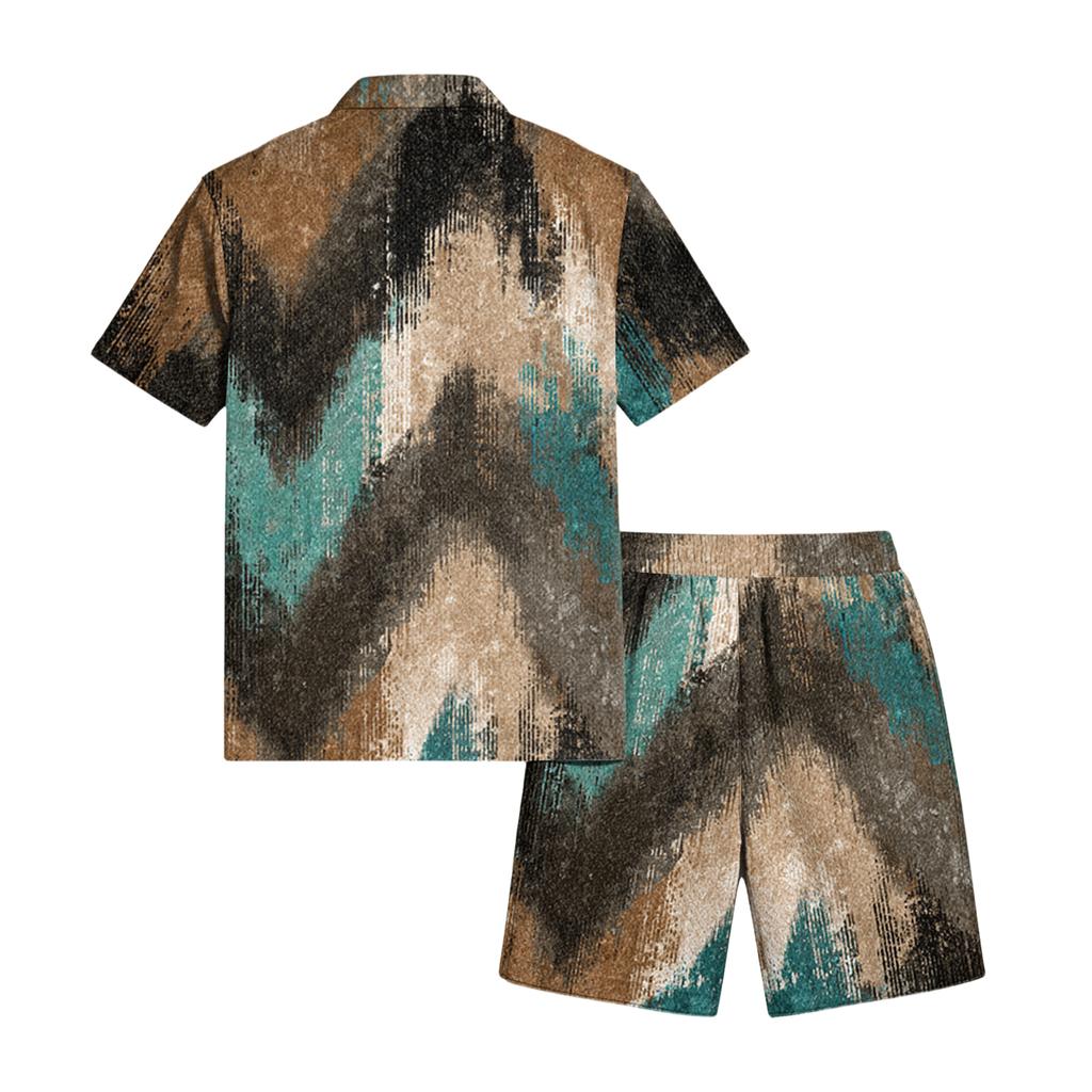 Men's Casual Lightweight Breathable Short-Sleeve Shirt And Shorts Set