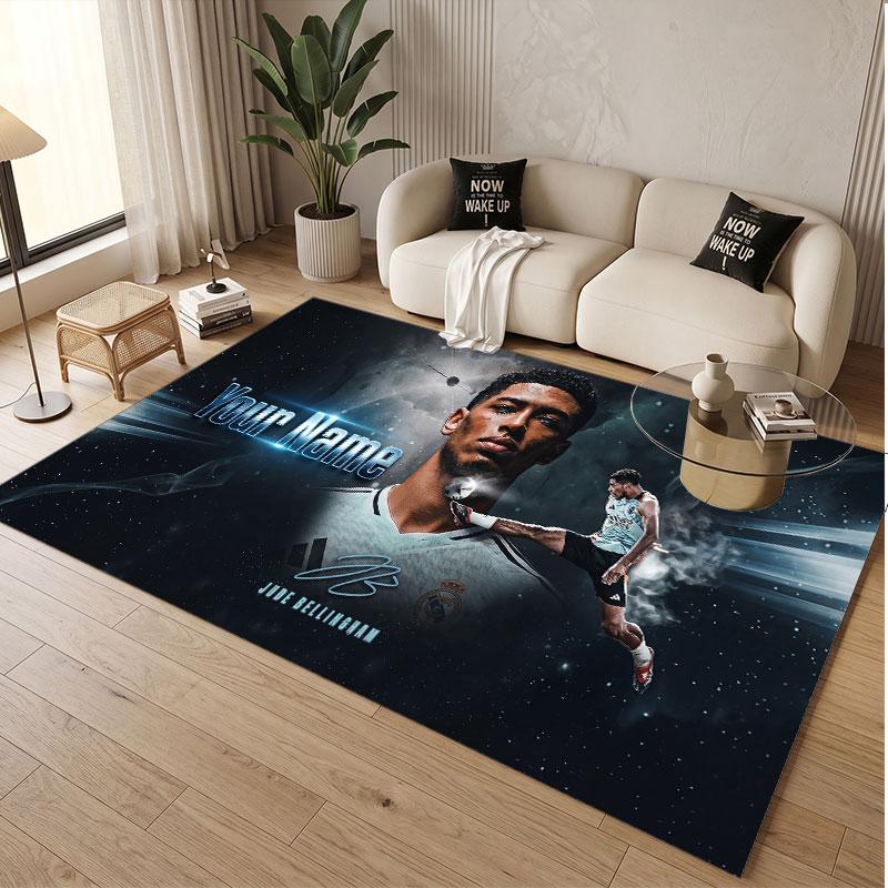 Custom Rug Jude Bellingham Pattern Print Name Text Soft Non‑Slip Floor Carpet for Home Indoor Decoration