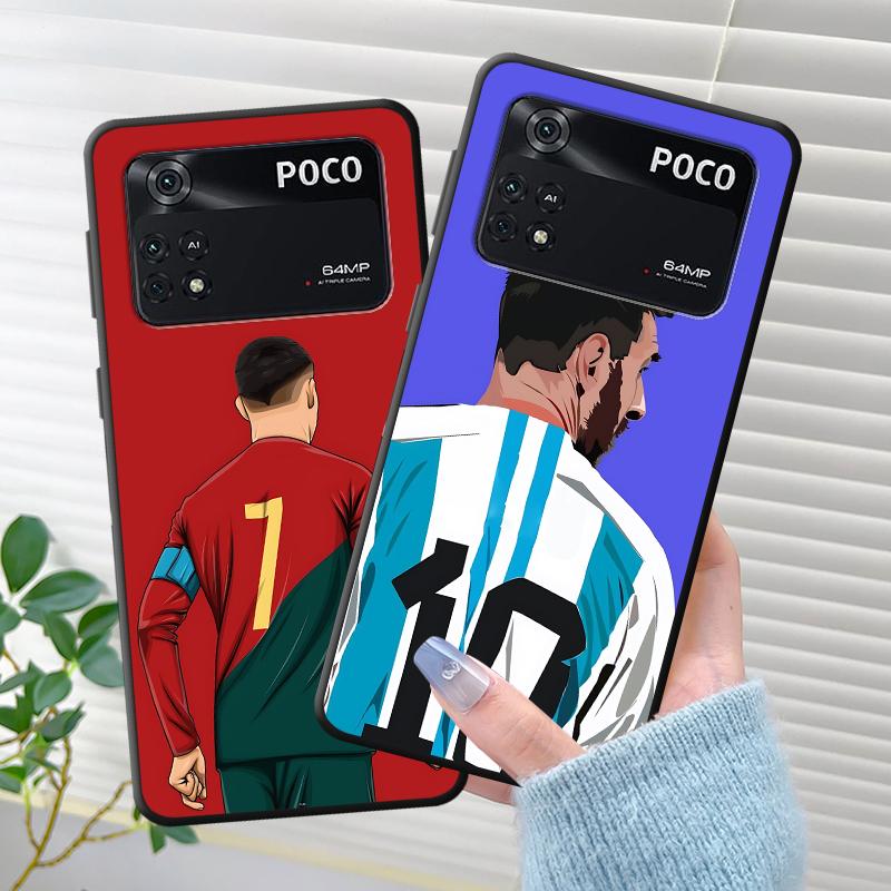 Phone Case for Poco X7 C71 X4 Pro M5s M7 M3 M4 Pro C40 C50 X3 NFC F3 F7 C75 X5 C51 C61 Soft Cover Football Star Numbers