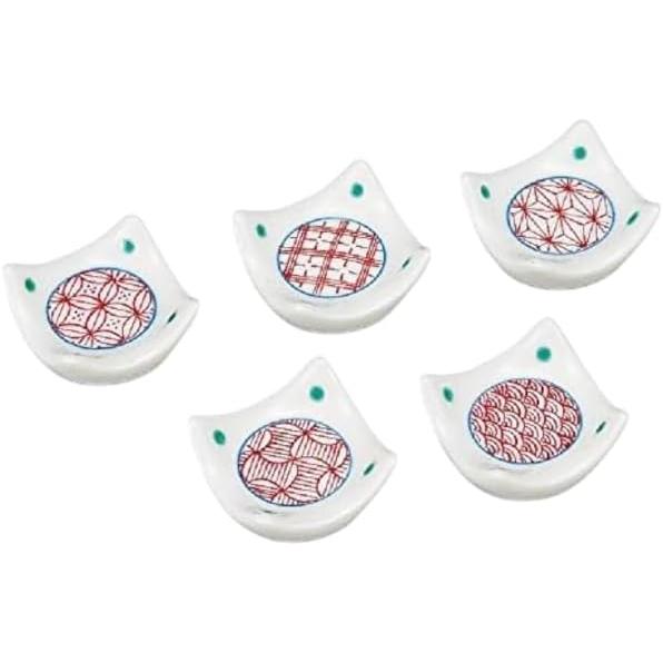 Nakamaru Kutani Ware Chopstick Rest, Aka-e Komon, K4-566, Ceramic, Japan, Gift Boxed
