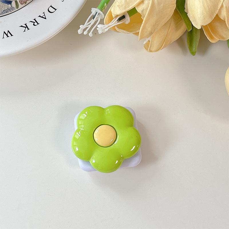 Solid Color Flower Mobile Phone Airbag Bracket Mirror Sticker Flip Glass Makeup Mirror Sticker Telescopic Ring Simple