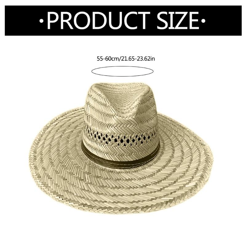 Handmade Straw Hat Wide Border Hat Crochet Travel Bucket Hat Sun Protecting Hat for Adult Children Man Women