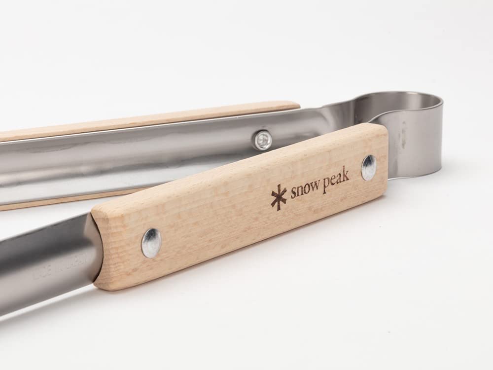 Snow Peak Fire Steel Tongs, Body/Stainless Grip/Beech Wood, N-020