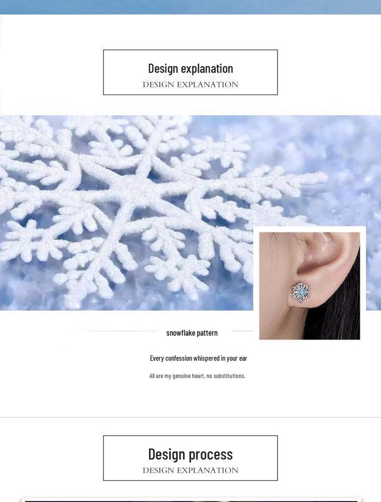 Elegante Schneeflocken-Ohrstecker mit blauem Zirkon für Damen - Vielseitiges und liebliches Weihnachtsgeschenk