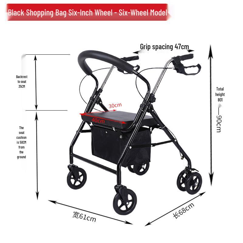 Rollator Walker with Seat & Basket for Elderly Mobility and Shopping