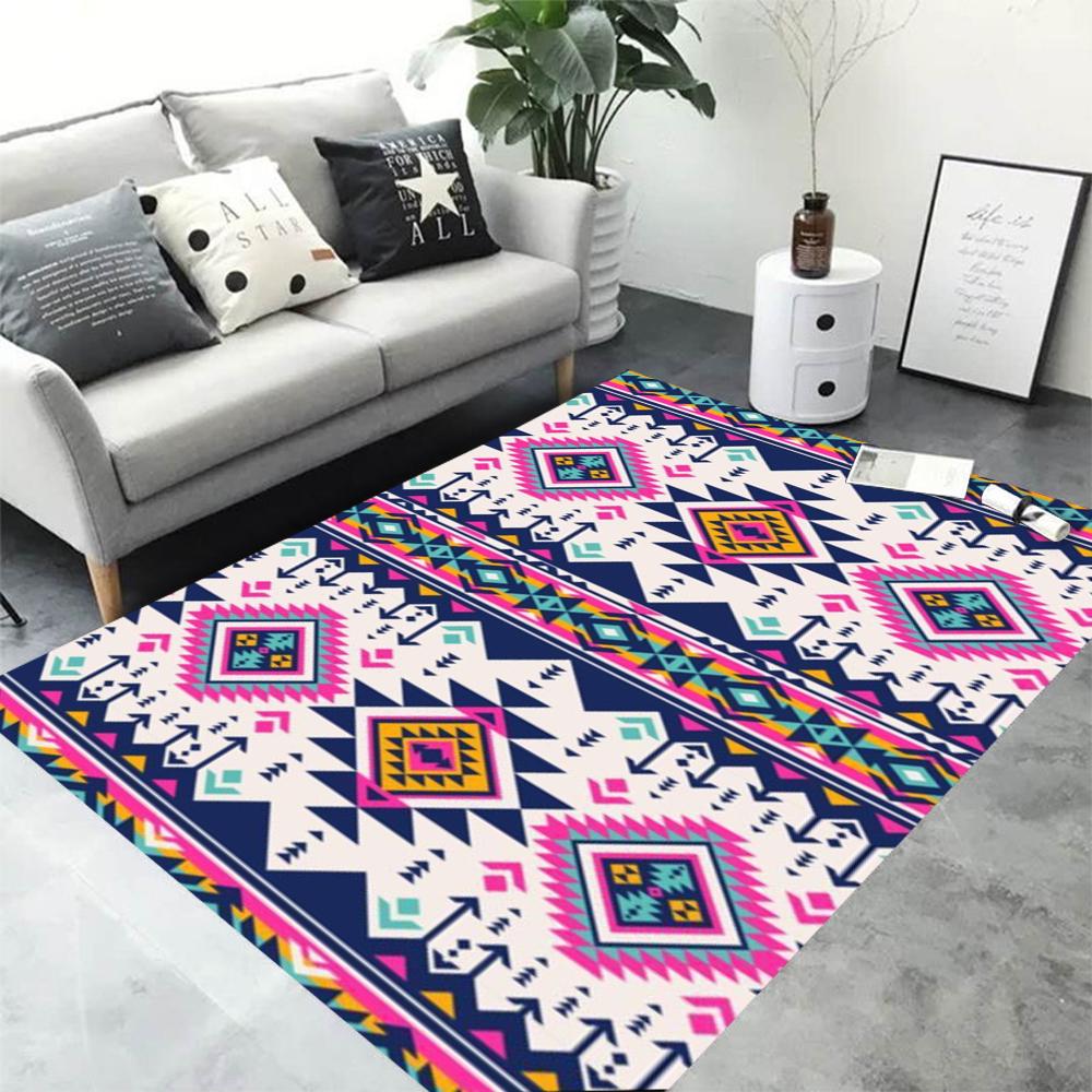 3D Retro Geometric Pattern Living Room Carpet Modern Decoration Bedroom Soft Non-slip Carpet Large Area Sofa Side Rug