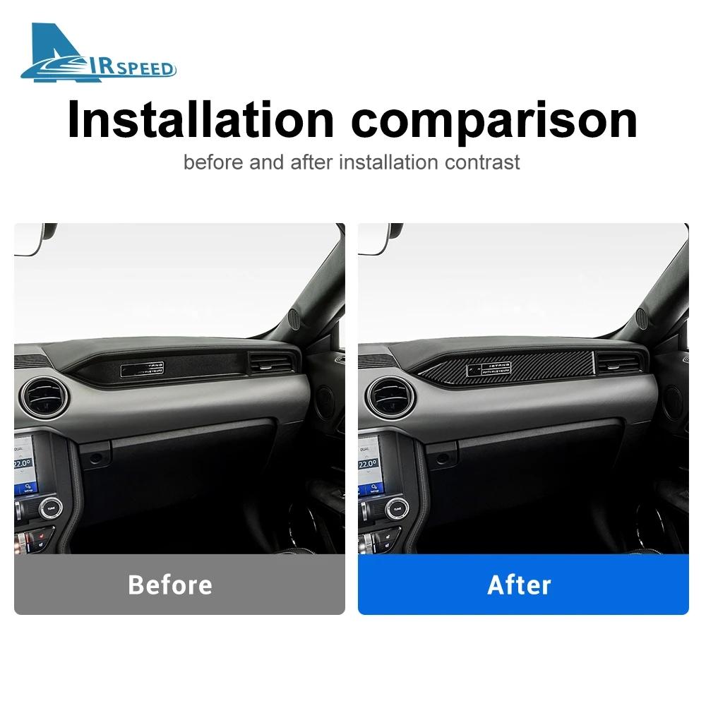 FLUGGESCHWINDIGKEIT für Ford Mustang 2015-2022 LHD RHD Carbon Faser auto Dashboard Dekoration Streifen Aufkleber beifahrersitz seite